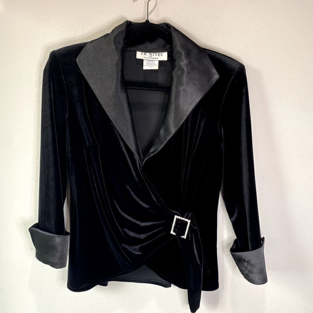 Vintage JR Nites Velvet Blazer Black 6